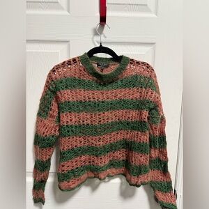 Rag & Bone Striped Green and Pink Women's Sweater